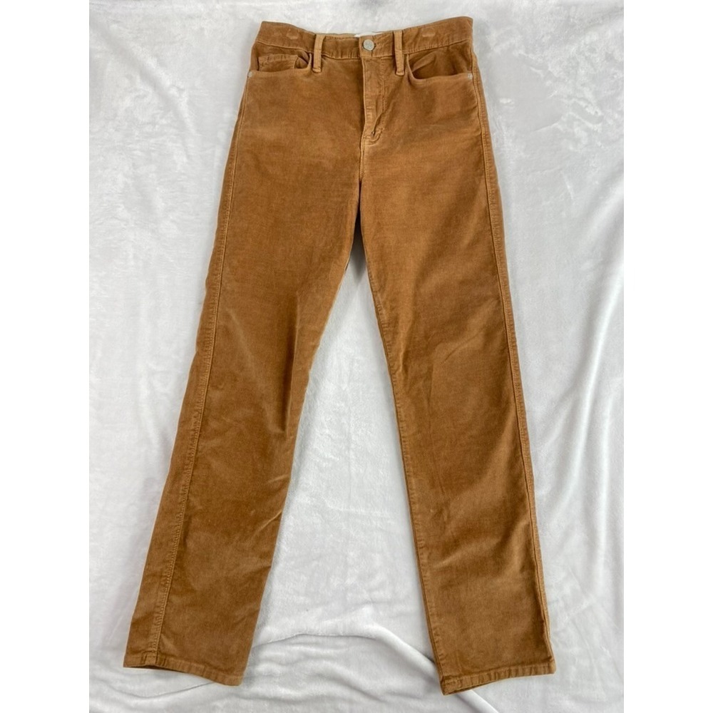 FRAME Corduroy Pants Sz 29 (actual 28x28) Camel Brown Le Sylvie Slender Straight - Picture 2 of 13